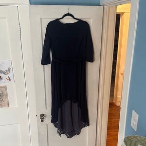 Milumia Elegant Navy High-Low Dress with Eyelet Hem NWT US L